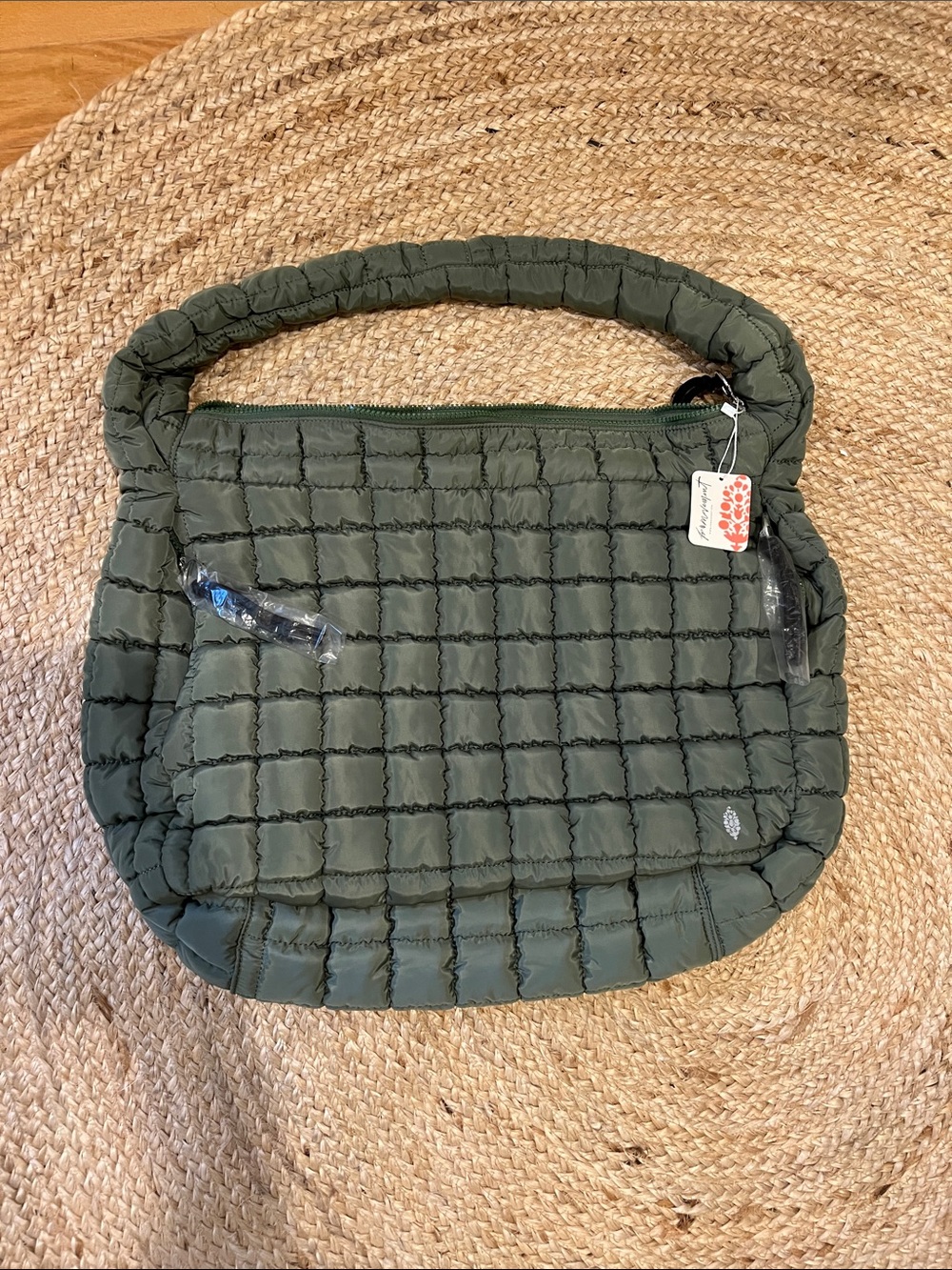 Free People Quilted Olive Green Shoulder Bag